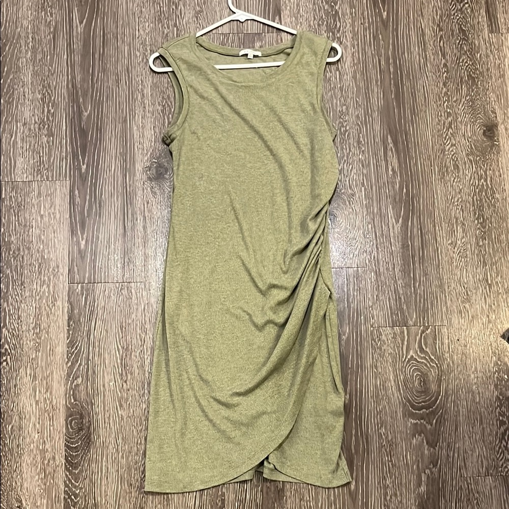 Z Supply Green Ruched Sheath Midi Dress